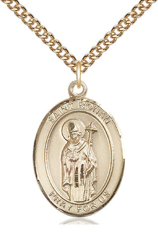 14kt Gold Filled Saint Ronan Medal Catholic Jewelry Engraved Catholic Saint Jewelry