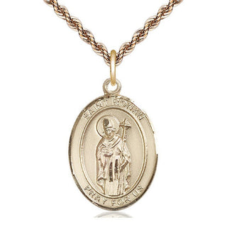 14kt Gold Filled Saint Ronan Medal Catholic Jewelry Engraved Catholic Saint Jewelry