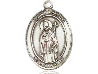 Pewter Saint Ronan Medal Engraved Catholic Saint Jewelry