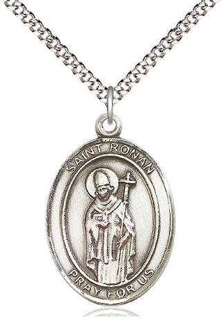 Pewter Saint Ronan Medal Catholic Jewelry Engraved Catholic Saint Jewelry