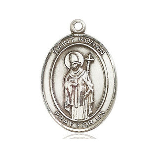 Sterling Silver Saint Ronan Medal Catholic Jewelry Engraved Catholic Saint Jewelry
