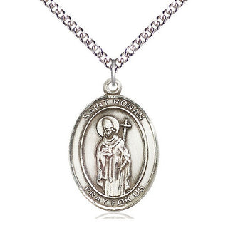 Sterling Silver Saint Ronan Medal Catholic Jewelry Engraved Catholic Saint Jewelry
