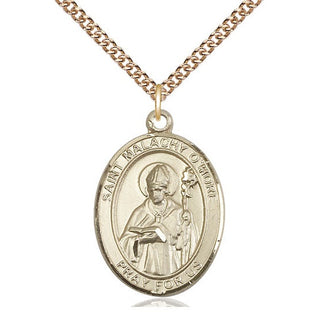 14kt Gold Saint Malachy O'More Medal Engraved Catholic Saint Jewelry