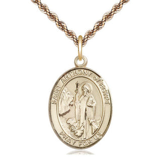 14kt Gold Saint Anthony of Egypt Medal Engraved Catholic Saint Jewelry