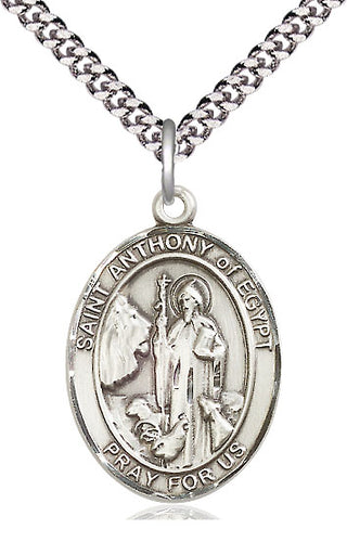 Pewter Saint Anthony of Egypt Medal Catholic Jewelry Engraved Catholic Saint Jewelry