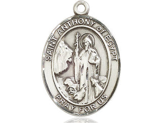 Sterling Silver Saint Anthony of Egypt Medal Catholic Jewelry Engraved Catholic Saint Jewelry