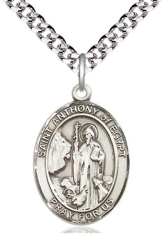 Sterling Silver Saint Anthony of Egypt Medal Catholic Jewelry Engraved Catholic Saint Jewelry