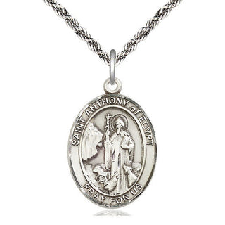 Sterling Silver Saint Anthony of Egypt Medal Catholic Jewelry Engraved Catholic Saint Jewelry