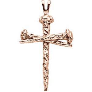 10K Rose Nail Design Cross Pendant