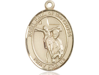 14kt Gold Saint Paul of the Cross Medal Engraved Catholic Saint Jewelry