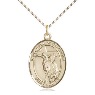 14kt Gold Saint Paul of the Cross Medal Engraved Catholic Saint Jewelry