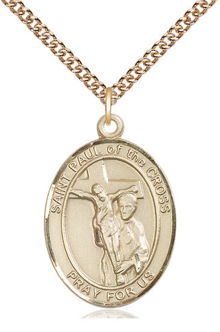 14kt Gold Saint Paul of the Cross Medal Engraved Catholic Saint Jewelry