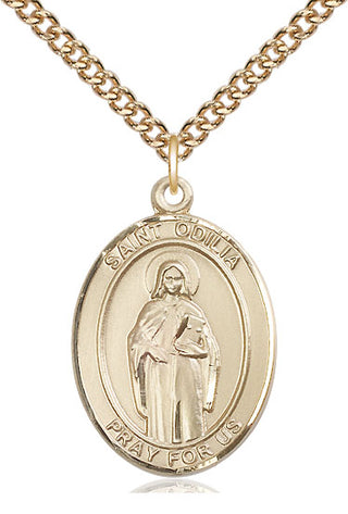 14kt Gold Filled Saint Odilia Medal Catholic Jewelry Engraved Catholic Saint Jewelry