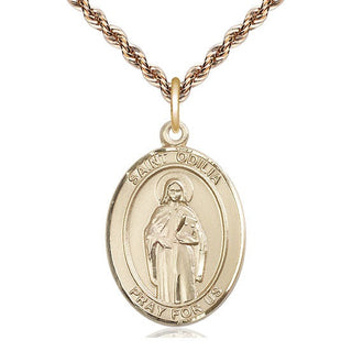14kt Gold Filled Saint Odilia Medal Catholic Jewelry Engraved Catholic Saint Jewelry