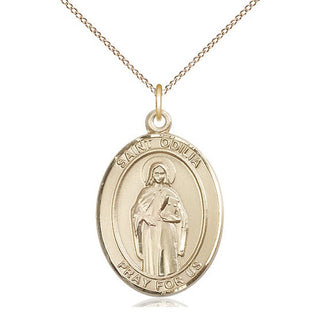 14kt Gold Saint Odilia Medal Engraved Catholic Saint Jewelry