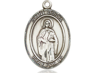 Sterling Silver Saint Odilia Medal Catholic Jewelry Engraved Catholic Saint Jewelry