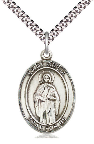 Sterling Silver Saint Odilia Medal Catholic Jewelry Engraved Catholic Saint Jewelry