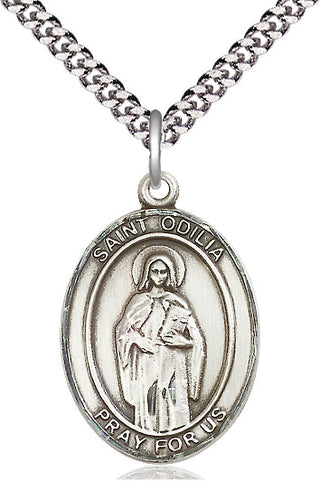 Sterling Silver Saint Odilia Medal Catholic Jewelry Engraved Catholic Saint Jewelry