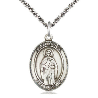 Sterling Silver Saint Odilia Medal Catholic Jewelry Engraved Catholic Saint Jewelry