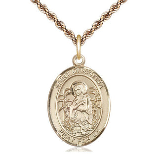 14kt Gold Filled Saint Christina the Astonishing Medal Catholic Jewelry Engraved Catholic Saint Jewelry