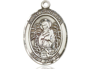 Pewter Saint Christina the Astonishing Medal Engraved Catholic Saint Jewelry