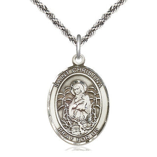 Sterling Silver Saint Christina the Astonishing Medal Catholic Jewelry Engraved Catholic Saint Jewelry