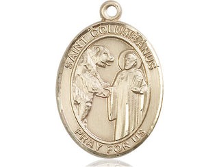 14kt Gold Saint Columbanus Medal Engraved Catholic Saint Jewelry