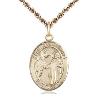 14kt Gold Saint Columbanus Medal Engraved Catholic Saint Jewelry