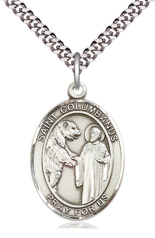 Sterling Silver Saint Columbanus Medal Catholic Jewelry Engraved Catholic Saint Jewelry