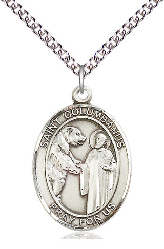 Sterling Silver Saint Columbanus Medal Catholic Jewelry Engraved Catholic Saint Jewelry