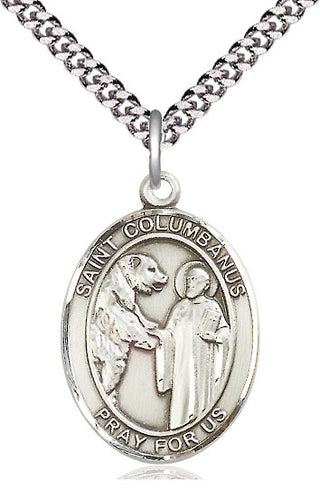 Sterling Silver Saint Columbanus Medal Catholic Jewelry Engraved Catholic Saint Jewelry