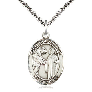 Sterling Silver Saint Columbanus Medal Catholic Jewelry Engraved Catholic Saint Jewelry