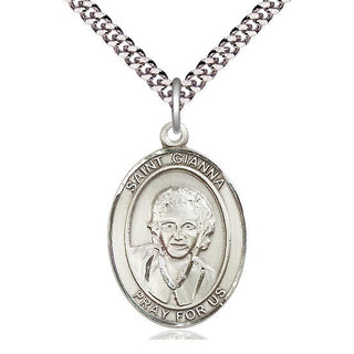 Sterling Silver Saint Gianna Medal Catholic Jewelry Engraved Catholic Saint Jewelry
