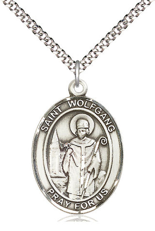 Pewter Saint Wolfgang Medal Catholic Jewelry Engraved Catholic Saint Jewelry