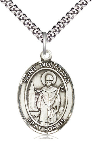 Pewter Saint Wolfgang Medal Catholic Jewelry Engraved Catholic Saint Jewelry