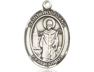 Sterling Silver Saint Wolfgang Medal Catholic Jewelry Engraved Catholic Saint Jewelry