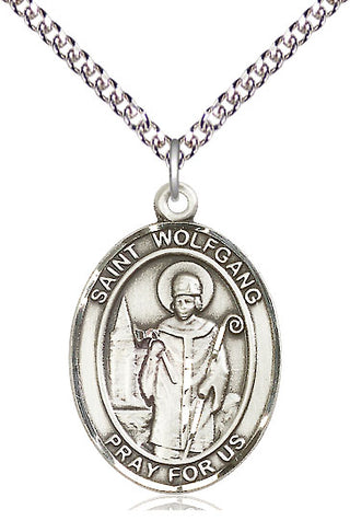 Sterling Silver Saint Wolfgang Medal Catholic Jewelry Engraved Catholic Saint Jewelry