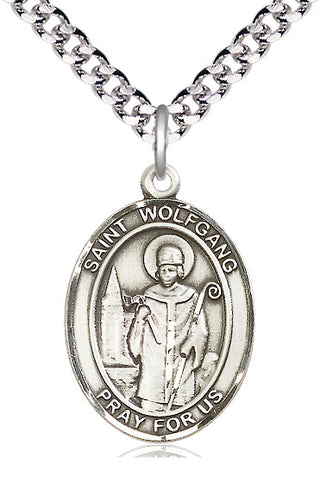 Sterling Silver Saint Wolfgang Medal Catholic Jewelry Engraved Catholic Saint Jewelry