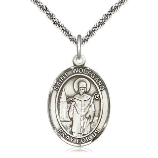 Sterling Silver Saint Wolfgang Medal Catholic Jewelry Engraved Catholic Saint Jewelry