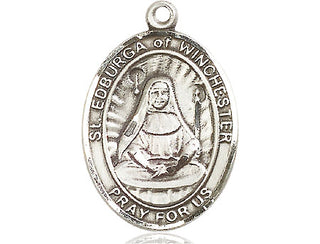 Sterling Silver Saint Edburga of Winchester Medal Catholic Jewelry Engraved Catholic Saint Jewelry