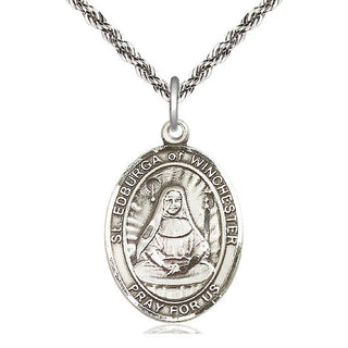 Sterling Silver Saint Edburga of Winchester Medal Catholic Jewelry Engraved Catholic Saint Jewelry