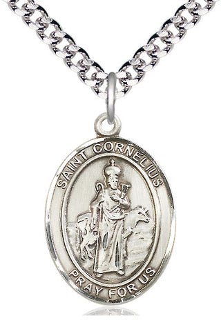 Pewter Saint Cornelius Medal Catholic Jewelry Engraved Catholic Saint Jewelry