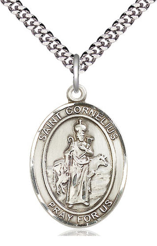 Pewter Saint Cornelius Medal Catholic Jewelry Engraved Catholic Saint Jewelry