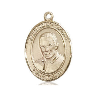 14kt Gold Saint Luigi Orione Medal Engraved Catholic Saint Jewelry