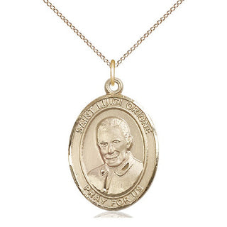 14kt Gold Saint Luigi Orione Medal Engraved Catholic Saint Jewelry