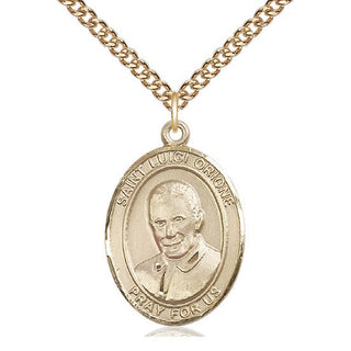 14kt Gold Saint Luigi Orione Medal Engraved Catholic Saint Jewelry