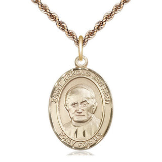 14kt Gold Filled Saint Arnold Janssen Medal Catholic Jewelry Engraved Catholic Saint Jewelry