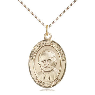 14kt Gold Saint Arnold Janssen Medal Engraved Catholic Saint Jewelry