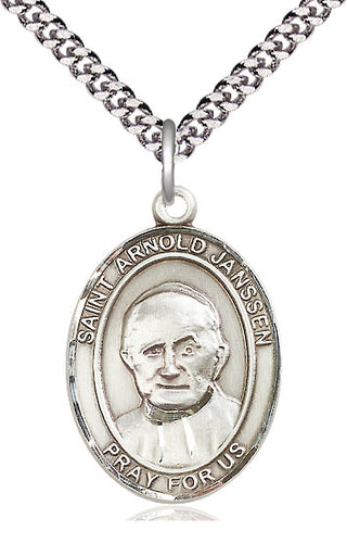 Pewter Saint Arnold Janssen Medal Catholic Jewelry Engraved Catholic Saint Jewelry