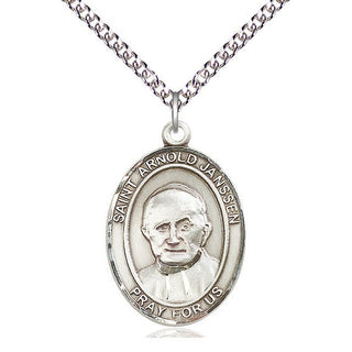 Sterling Silver Saint Arnold Janssen Medal Catholic Jewelry Engraved Catholic Saint Jewelry
